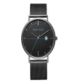 Creative Mesh Belt Ladies Waterproof Watch Stainless Steel with Watch Trend Simple Quartz Watch-Black