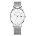 Creative Mesh Belt Ladies Waterproof Watch Stainless Steel with Watch Trend Simple Quartz Watch-White