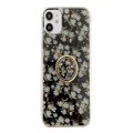 Creative Japanese and Korean Floral Gold Foil Epoxy Tpu Protective Case for IPhone12 Pro Max (6.7)-Black