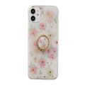 Creative Japanese and Korean Floral Gold Foil Epoxy Tpu Protective Case for IPhone12 12pro (6.1)-White