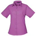 Premier Short Sleeve Poplin Blouse / Plain Work Shirt (Hot Pink) (20)
