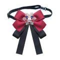 Women Snowflake Shape Colored Rhinestone Bow-knot Bow Tie Brooch Clothing Accessories, Style:Tie Belts Version(Purple Red)