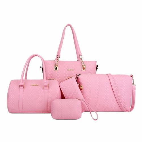 1Set 5 in 1 Casual PU Shoulder Bag Weave Pattern Ladies Handbag Messenger Bag