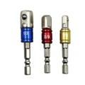 3SETS 3 PCS/Set Socket Bit Extension Bar Hex Shank Adapter Drill Nut Driver Power Drill Bit(1/4, 3/8, 1/2 inch), Length:65-73mm