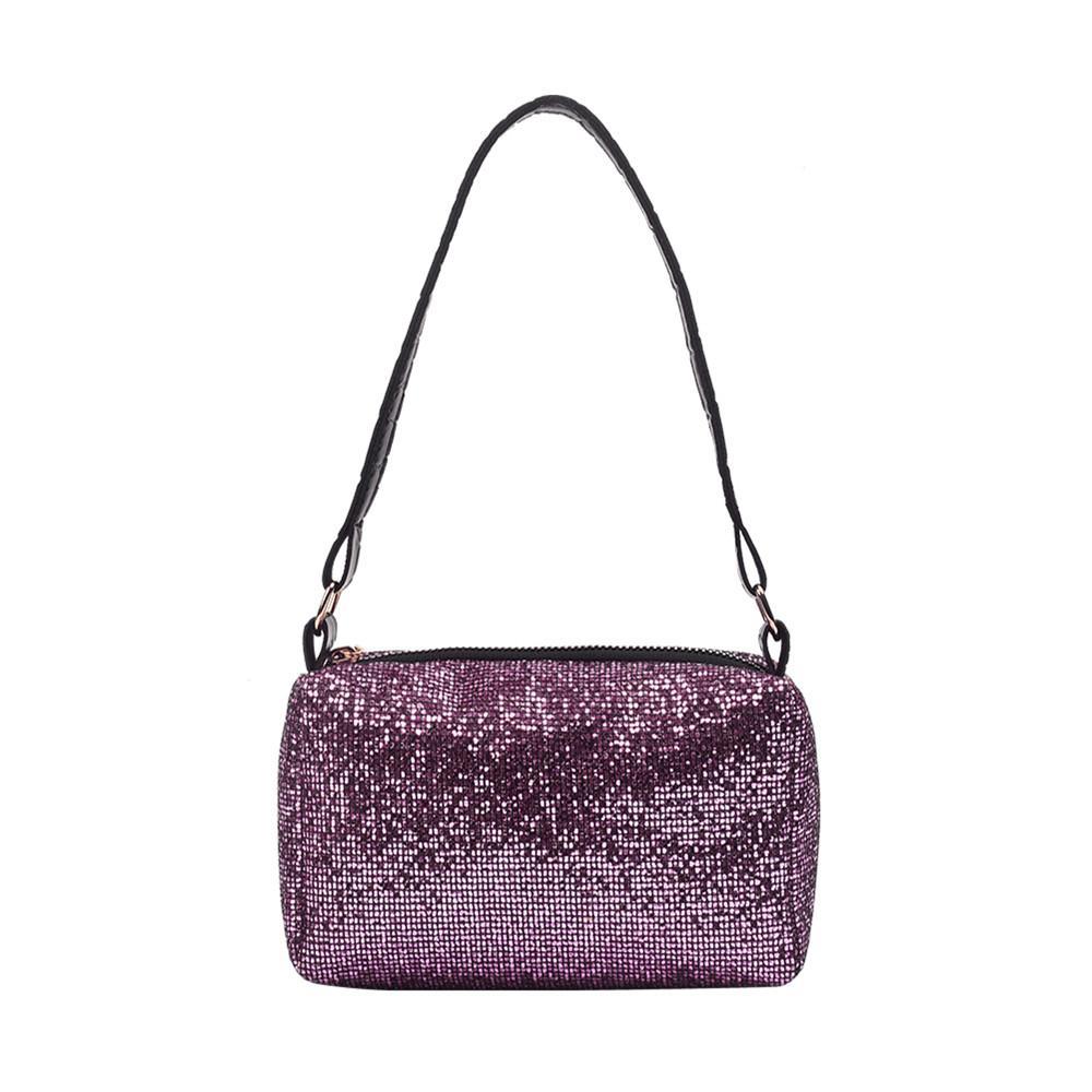 2 Pcs Zipper Sequins Small Purse Handbag Women Designer Shiny Glitter Sparking Chain Shoulder Crossbody Bag