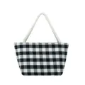 2 Pcs Canvas Tote Shopping Bag Vintage Daily Plaid Small Handbags for Women Female Checked Shoulder Bag