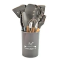 12PCS/SET Wooden Handle Silicone Kitchenware Set Kitchen Tools Accessories Shovel Soup Spoon Kit