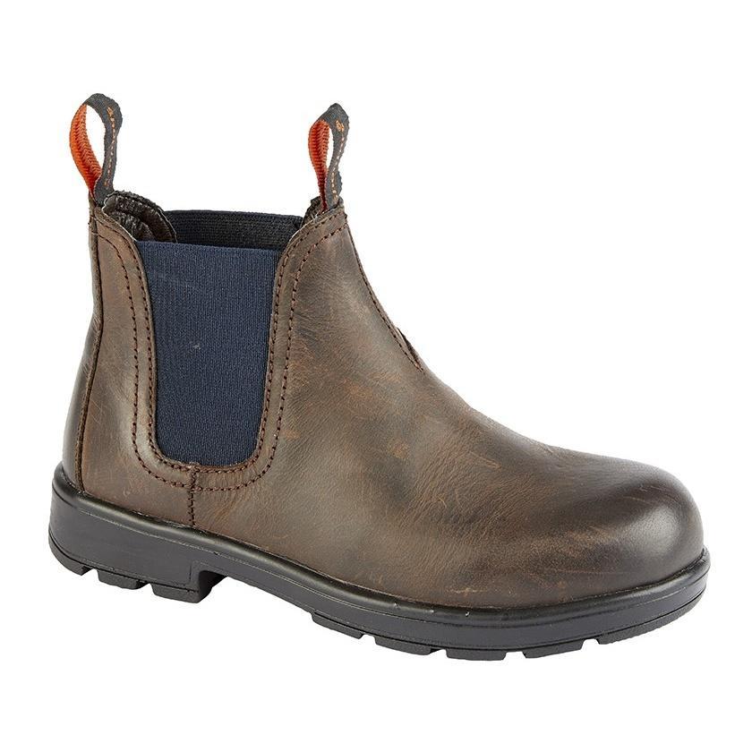 Roamers Boys Waxy Leather Ankle Boots (Brown) (3 UK)