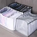 4 Pack Jeans Compartment Storage Box Closet Drawer Mesh Pants Storage-Black and Gray