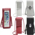 Women Touchable PU Leather Phone Bag Crossbody Phone Purse (Buckle/Black)