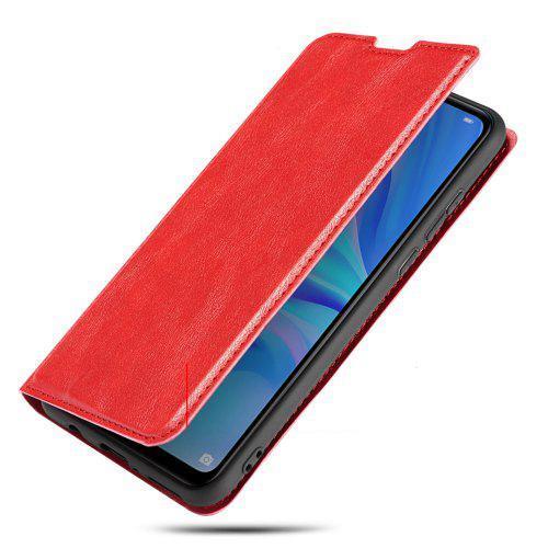 Retro 3 in 1 Ultra thin Flip Phone Case PU Leather Protective Cover with Lanyard for HUAWEI Y9 Prime 2019 Ruby Red