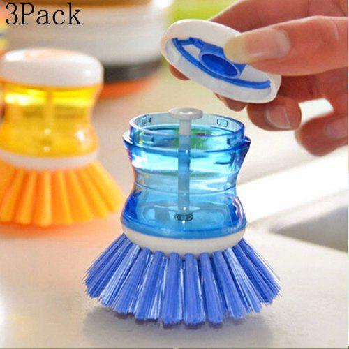3Pack Kitchen Washing Utensils Pot Dish Brush With Washing Up Liquid Dispenser Wash Pot Brush Send at Random