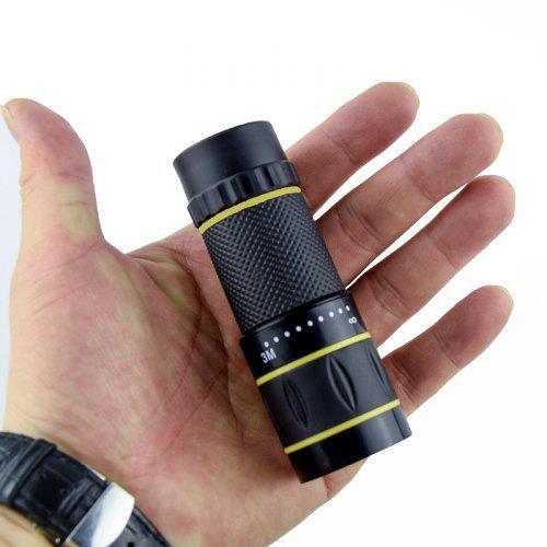 10X22 Portable Monocular with Adjustable Objective and Eyepiece Lenses Black