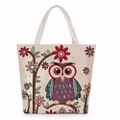 Women Owl Printed Canvas Tote Handbags Casual Shoulder Bag D0019