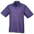 Premier Mens Short Sleeve Formal Poplin Plain Work Shirt (Purple) (18)