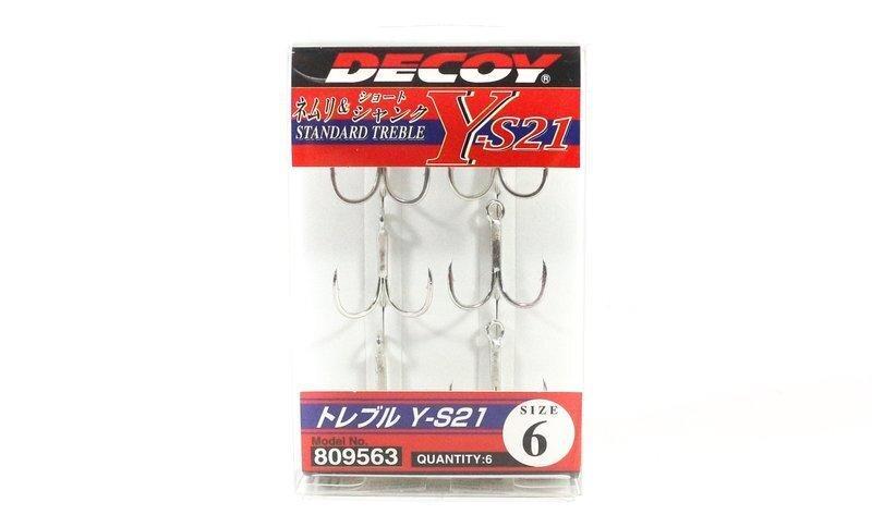 Decoy Y-S21 Standard High Performance Treble Fishing Hook #6