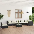 8 Piece Garden Lounge Set with Cushions Poly Rattan Black vidaXL
