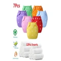 7Pack Cloth Diaper Adjustable Reusable Cloth Nappies with Inserts Washable Cloth Diaper Training Pants Pocket Diapers