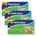 300pc Hercules Click Zip Resealable Sandwich Bag 18x16.5cm Food Storage BPA Free