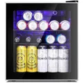 Advwin 46L Mini Bar Fridge Glass Door /Drink Cooler Beverage Refrigerator Black