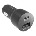 Cygnett CarPower 20W Dual Port Car Charger with 20W USB-C PD + 20W QC 3.0 - Black(CY3637CYCCH),1xUSB-C (20W),1xUSB-A(20W), Power Delivery Fast Charger