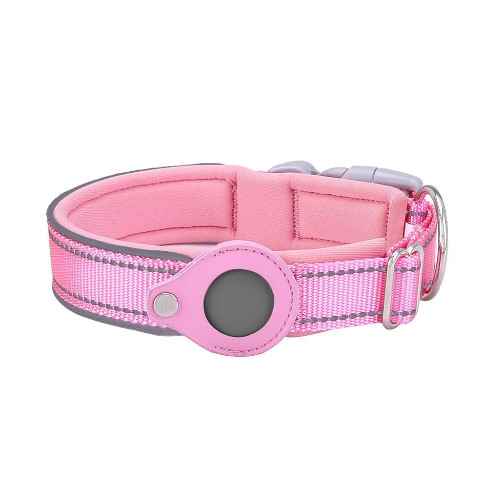 GoodGoods Airtag Tracker Protective Suitable For Apple Sleeve Dog Positioning Training Collar Nylon Pet Collar(Pink,XL)