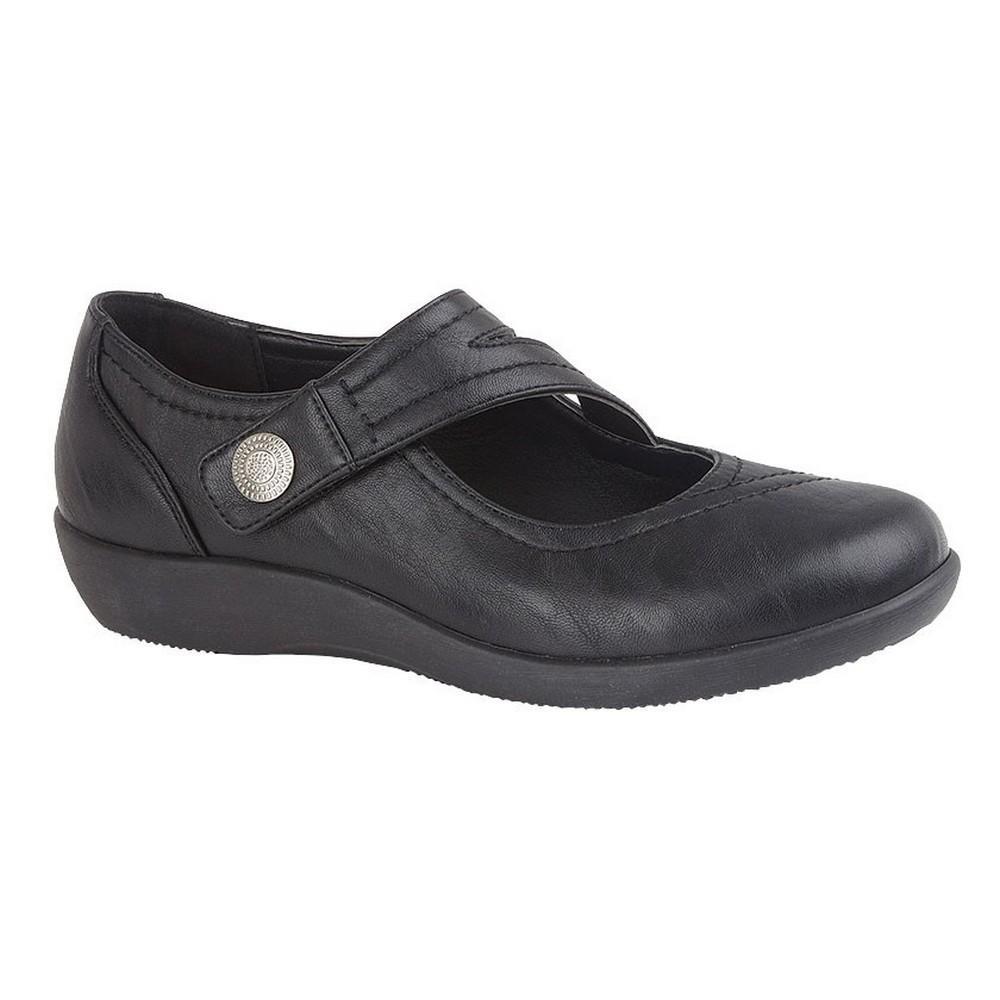 Boulevard Womens/Ladies X Wide EE Fit Touch Fastening Bar Shoe (Black) (3 UK)