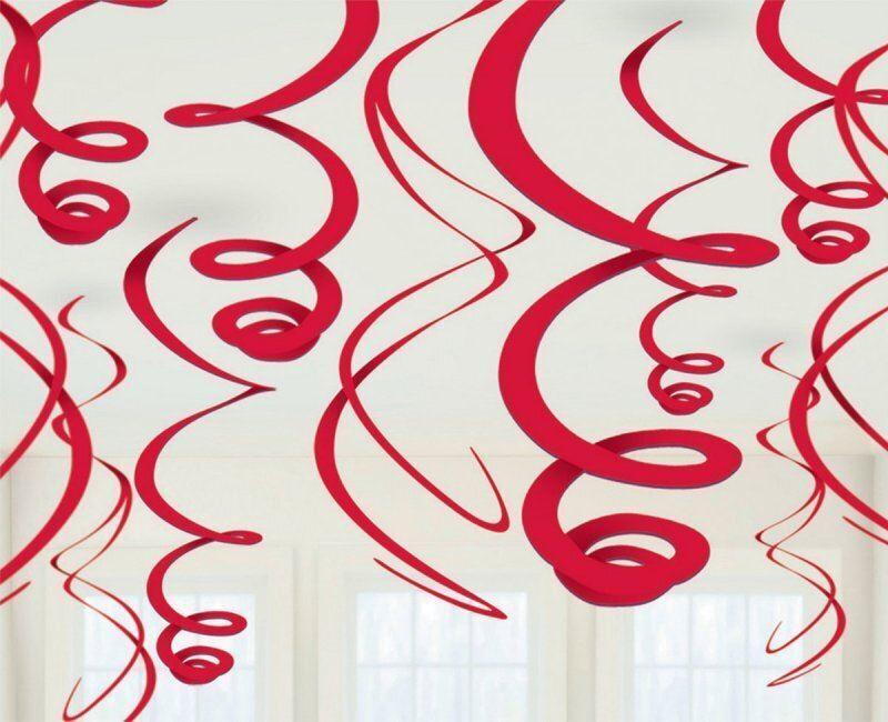 Plastic Swirl Decorations - Apple Red 12 Pack