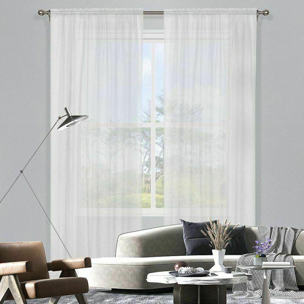 Curtain Wonderland Blizzard Sheer Rod Pocket Curtain 213cm or 221cm Drop White - Single