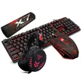 Wired USB Gaming Keyboard and Mouse Headset Set For PC Laptop Rainbow Backlight