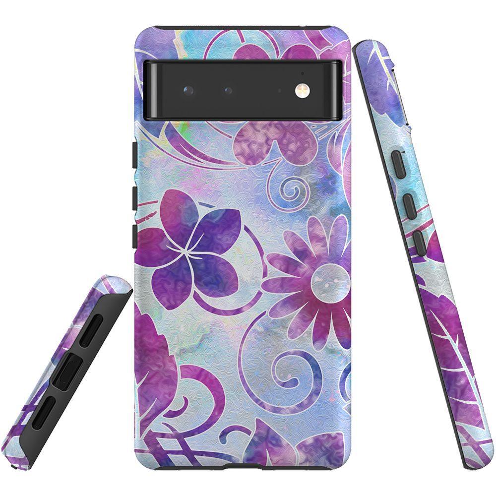 For Google Pixel 6 Case Tough Protective Cover Flower Swirls