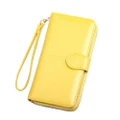 Women Leather Wallet Purse Large Capacity Bifold Checkbook with Phone Pocket Yellow