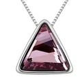 Triangle Necklace for Women Gift Made with SWAROVSKI Elements Crystal 18K White Gold Plated Pink