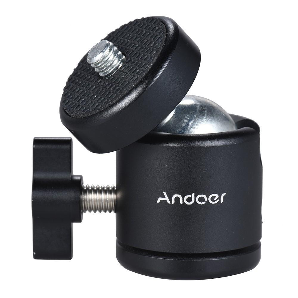 Andoer Mini Tripod Metal Ball Head Adapter Ballhead Mount with 1 4 black