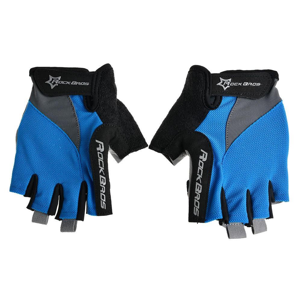 ROCKBROS Unisex Breathable Half Finger Riding Gloves Road Cycling Gloves Racing Riding Motorcycling Skiing Hiking Outdoor blue