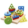 Wooden Educational Preschool Shape Color Recognition Geometric Board Block Stack Sort Chunky Puzzle Colormix