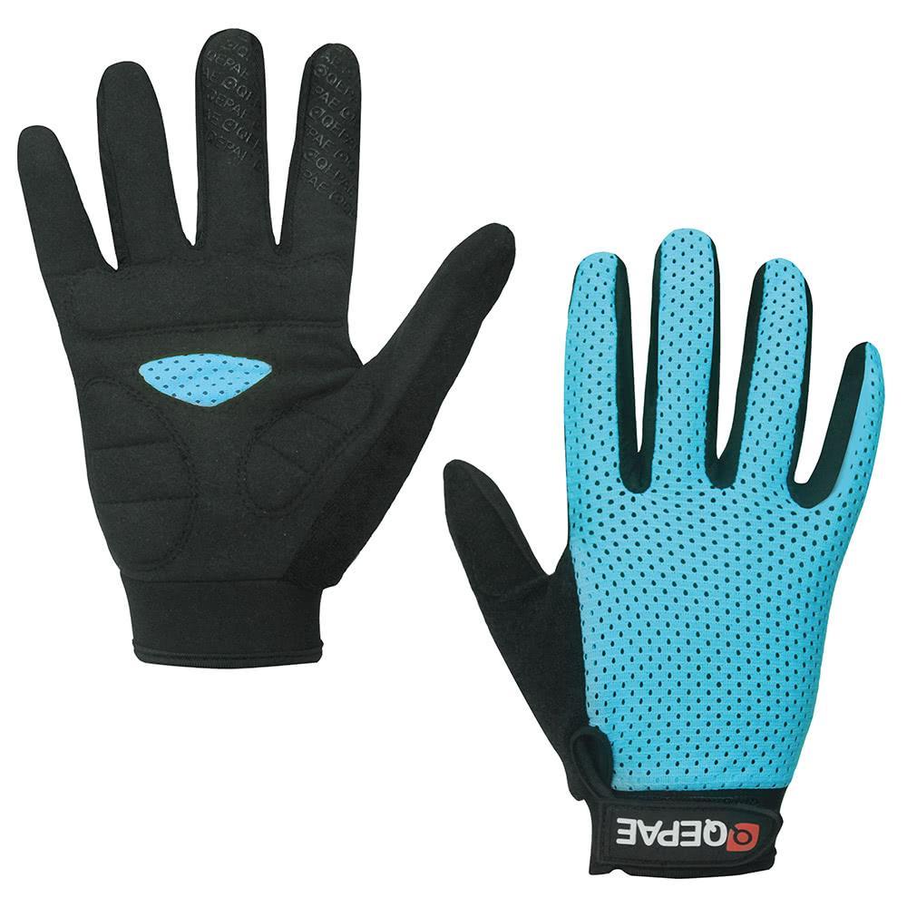 QEPAE Full Finger Gloves Sports Breathable Riding Cycling Gloves Shock Absorbent Wear resistant blue