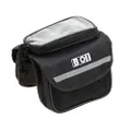 Outdoor Cycling Phone Touch Screen Pouch Pannier Bicycle Front Tube Bag Double Size black