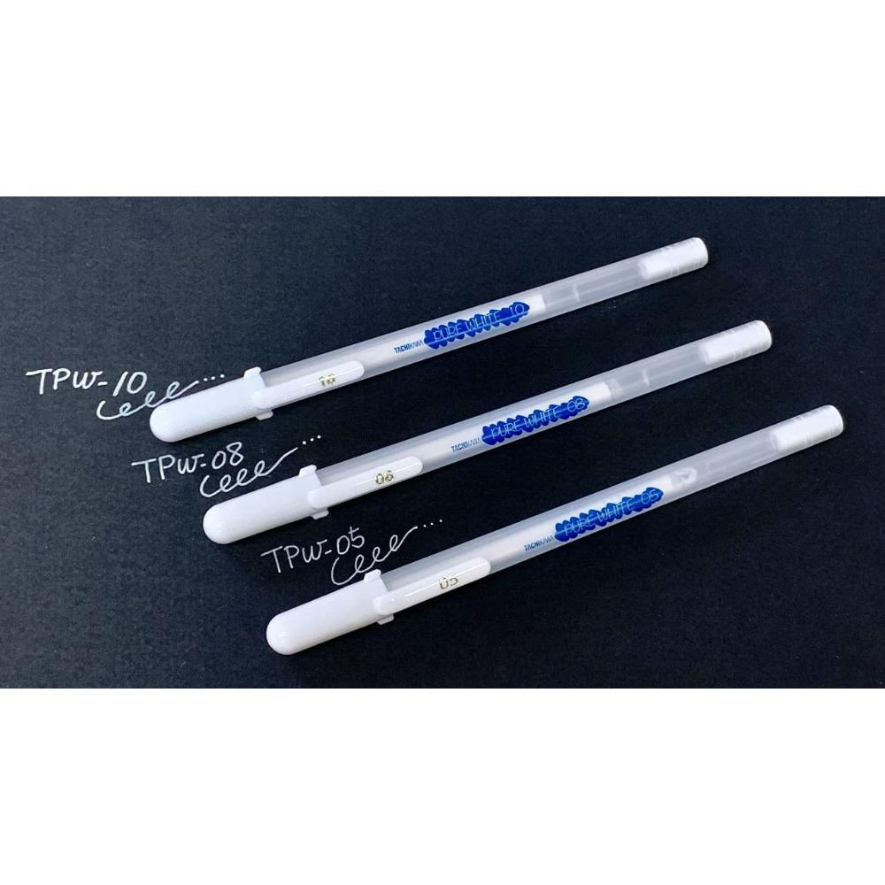 Tachikawa Water based Gel ink Opaque Pure White ballpoint 3 pen set (05, 08, 10)