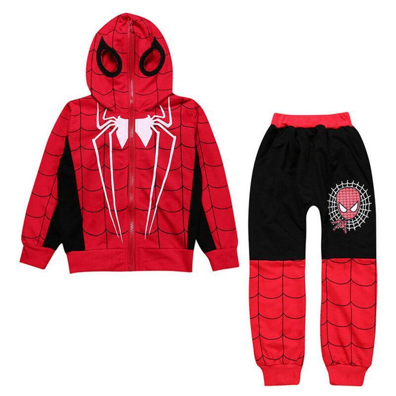 Vicanber Kids Boys Spiderman Tracksuit Hoodies Tops+Pants Casual Cosplay Costume Outfits Set(v)