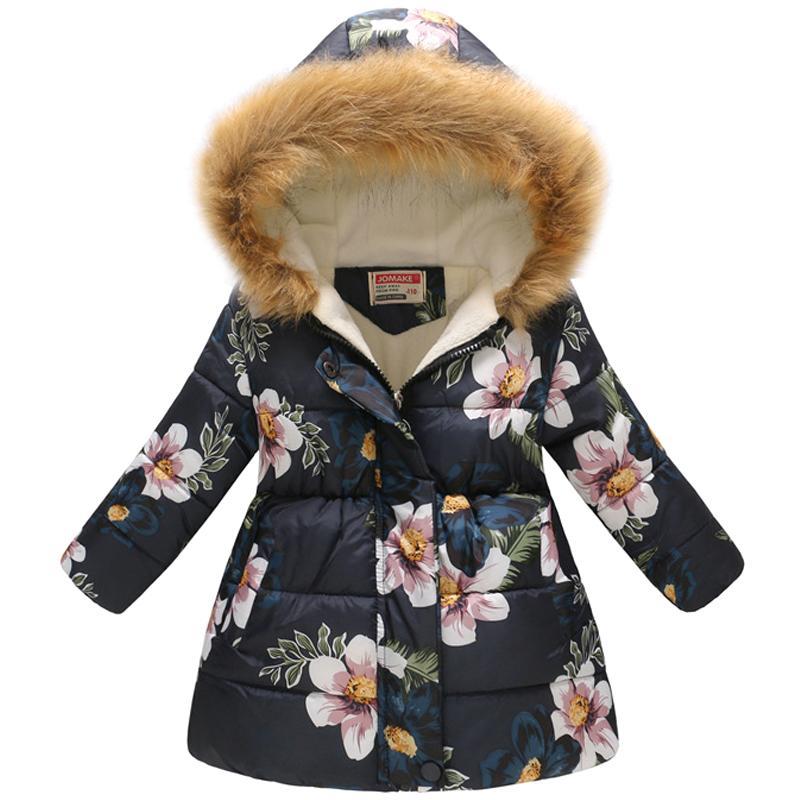 Vicanber Child Kids Girls Winter Coat Hooded Puffer Jacket Warm Padded Overcoat Outwear(Navy Blue Orchid,9-10 Years)