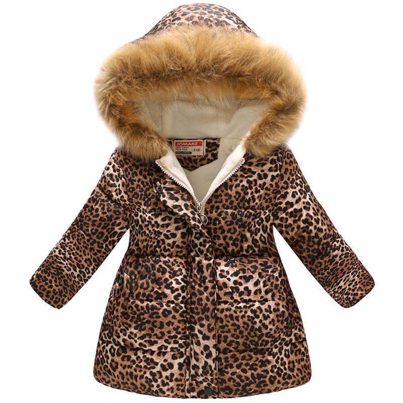 Vicanber Child Kids Girls Winter Coat Hooded Puffer Jacket Warm Padded Overcoat Outwear(Leopard,5-6 Years)