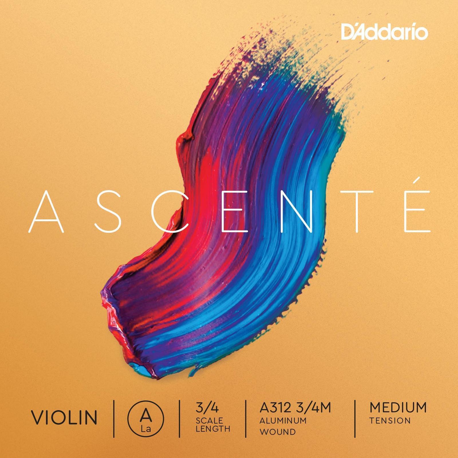 D'Addario Ascente Violin A String, 3/4 Scale, Medium Tension
