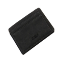 Ultra Thin Men Male PU Leather Mini Small Magic Wallets Zipper Coin Purse Pouch Plastic Credit Bank Card Case Holder - Black