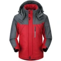 Vicanber Men Winter Outdoor Hoodie Jacket Coat Ski Snow Hiking Thick Windproof Outwear Top (Red,L)