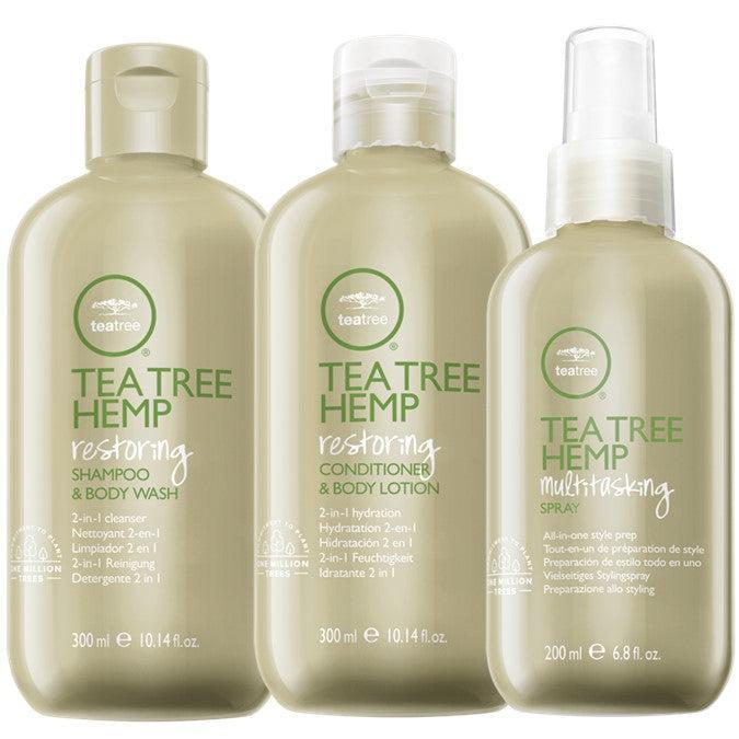 Paul Mitchell Tea Tree Hemp Restoring Shampoo, Conditioner and Spray Trio
