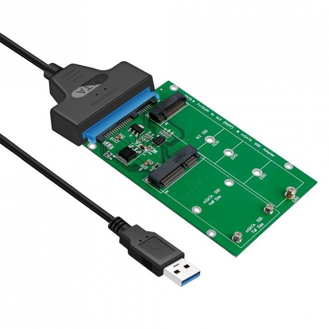 [SA221] USB 3.0 to mSATA + NGFF M.2 B Key SSD 2 in 1 Combo Adapter