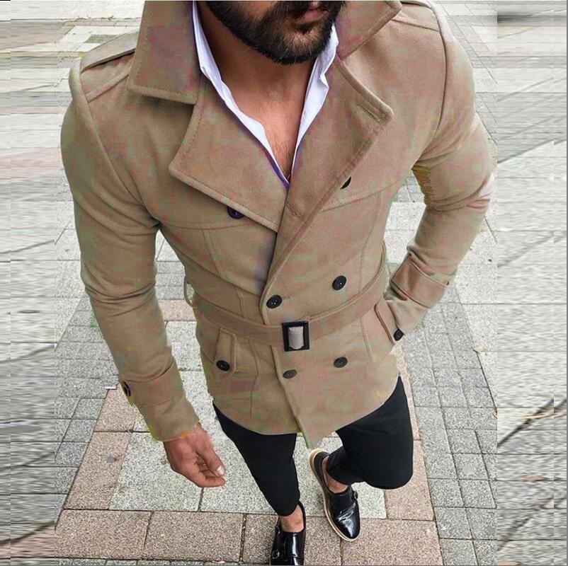 GoodGoods Mens Winter Warm Trench Coat Jacket Formal Double-Breasted Slim Fit Outwear Overcoat(Khaki,M)
