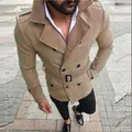 GoodGoods Mens Winter Warm Trench Coat Jacket Formal Double-Breasted Slim Fit Outwear Overcoat(Khaki,XL)
