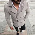 GoodGoods Mens Winter Warm Trench Coat Jacket Formal Double-Breasted Slim Fit Outwear Overcoat(Light Grey,S)